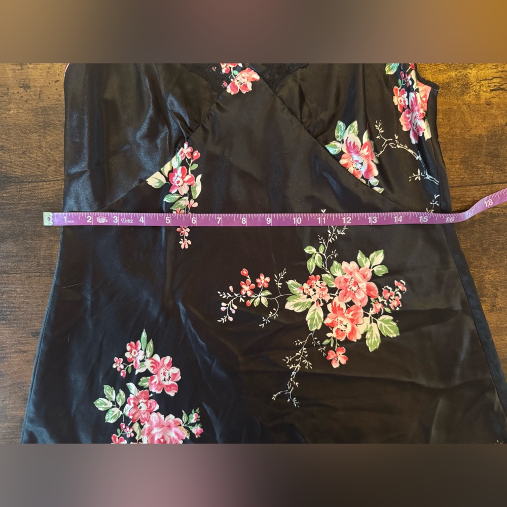 Jones New York Black Floral Satin Chemise Nightgown - Picture 14 of 15